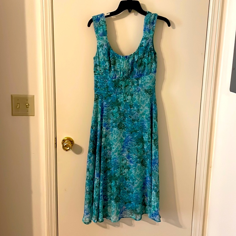 Connected Apparel floral blue dress